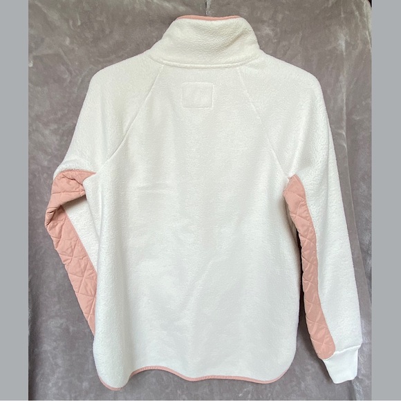 🎉Abercrombie Asymmetrical Snap Up Fleece, Women’s Size M, Cream/Soft Pink - Picture 5 of 5